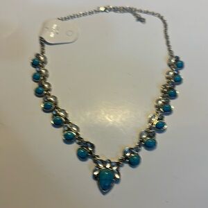 Vintage custom made turquoise and silver color necklace one of a kind